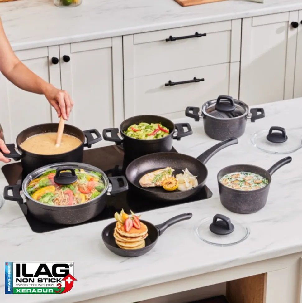 Karaca Biogranite Black Gold 12-Piece Non-Stick Induction Cookware Set