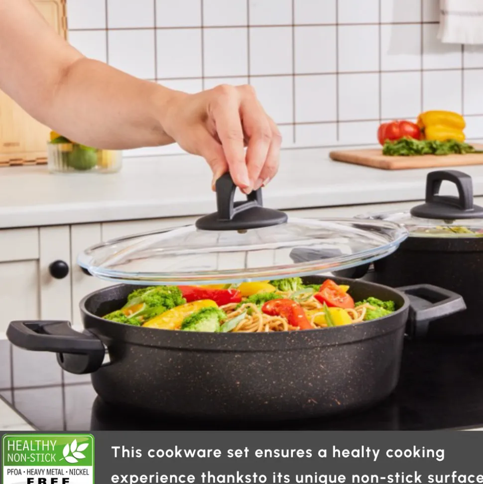 Karaca Biogranite Black Gold 12-Piece Non-Stick Induction Cookware Set