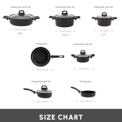 Karaca Blackgold Biogranite 12-Piece Non-Stick Cookware Set, Black Gold
