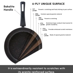 Karaca Blackgold Biogranite 12-Piece Non-Stick Cookware Set, Black Gold