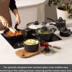 Karaca Blackgold Biogranite 12-Piece Non-Stick Cookware Set, Black Gold