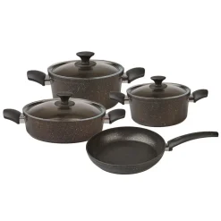 Karaca Blackgold Biogranite 7-Piece Non-Stick Induction Cookware Set, Black Gold