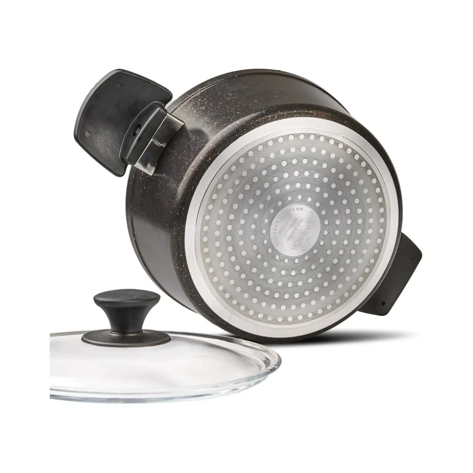 Karaca Blackgold Biogranite 7-Piece Non-Stick Induction Cookware Set, Black Gold