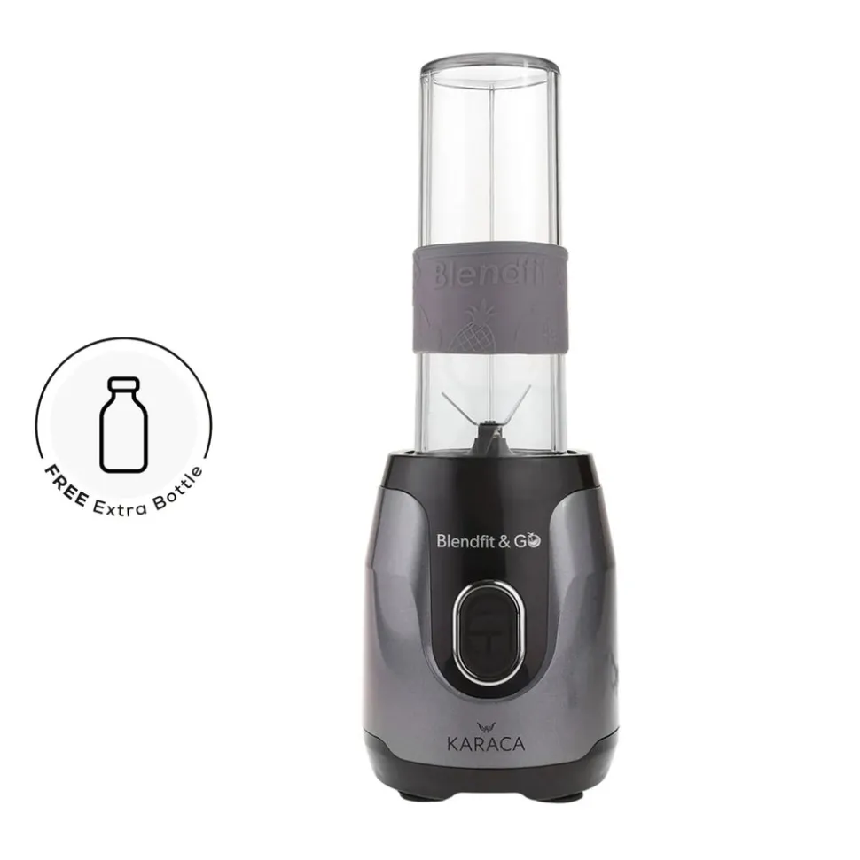 Karaca Blendfit Go Personal Smoothie Blender, 2x 600ml Bottle, 550W, Anthracite