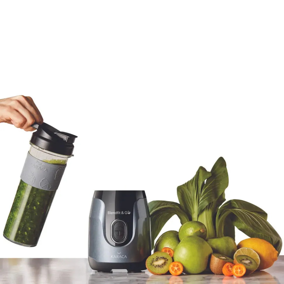 Karaca Blendfit Go Personal Smoothie Blender, 2x 600ml Bottle, 550W, Anthracite