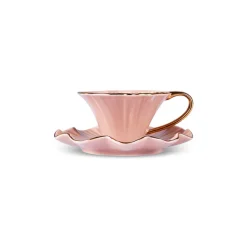 Karaca Bliss 12-Piece Porcelain Turkish Coffee Cup Set for 6 People, 90ml, Pink