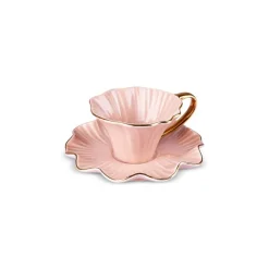 Karaca Bliss 12-Piece Porcelain Turkish Coffee Cup Set for 6 People, 90ml, Pink