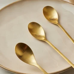Karaca Boreas 4-Piece Stainless Steel Latte Spoon, Gold