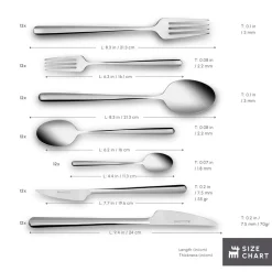 Karaca Boreas 84-Piece Stainless Steel Cutlery Set for 12 People, Silver