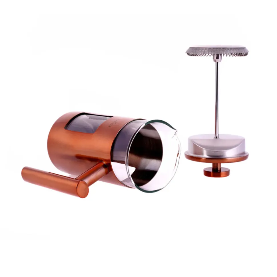 Karaca Borosilicate Glass Copper French Press, 350ml, Copper Silver