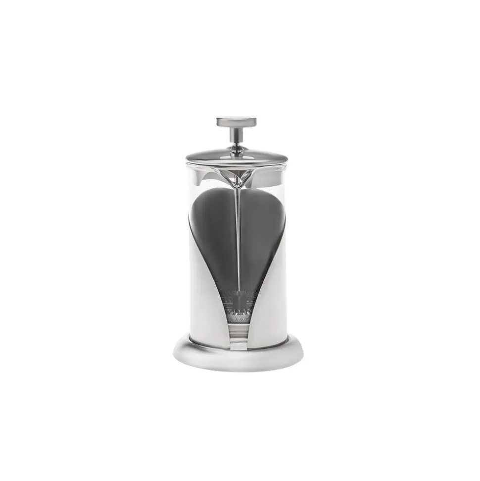 Karaca Borosilicate Glass Stainless Steel French Press, 350ml, Silver Transparent