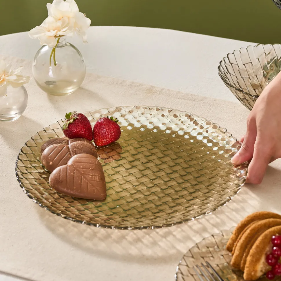 Karaca Braid Lustre Glass Dinner Plate, 28cm, Luster