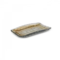 Karaca Braid Lustrous Glass Small Serving Platter, 16x8.5cm, Luster
