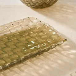 Karaca Braid Lustrous Glass Small Serving Platter, 29x8.5cm, Luster