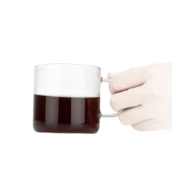 Karaca Brewy Glass Coffee Dripper Mug, 300ml, Black Transparent