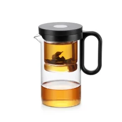 Karaca Brewy Glass Tea French Press, 500ml, Black Transparent