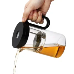 Karaca Brewy Glass Tea French Press, 500ml, Black Transparent