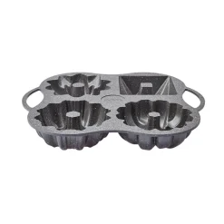 Karaca Cake Pro Aluminium Cast Decorative Bundt Cake Tin, 4 Piece, 28cmx35cm, Anthracite