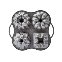 Karaca Cake Pro Aluminium Cast Decorative Bundt Cake Tin, 4 Piece, 28cmx35cm, Anthracite