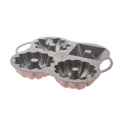 Karaca Cake Pro Aluminium Cast Decorative Bundt Cake Tin, 4 Piece, 28cmx35cm, Rose Gold