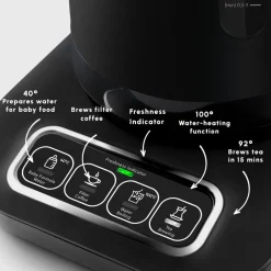 Karaca Caysever Robotea Pro 4 in 1 Talking Automatic Tea Maker Kettle and Filter Coffee Maker, 2500W, Black Chrome