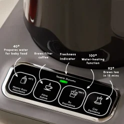Karaca Caysever Robotea Pro 4 in 1 Talking Automatic Tea Maker Kettle and Filter Coffee Maker, 2500W, Space Grey