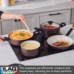 Karaca Ceramica Iconic Bronze 7-Piece Non-Stick Induction Cookware Set, Bronze
