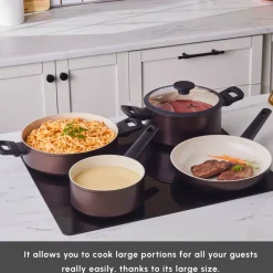Karaca Ceramica Iconic Bronze 7-Piece Non-Stick Induction Cookware Set, Bronze