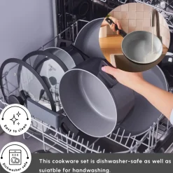Karaca Ceramica Iconic Grey 7-Piece Non-Stick Induction Cookware Set, Grey