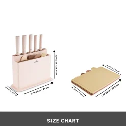 Karaca Chef’s Harmony 10-Piece Knife & Chopping Board Set, Beige