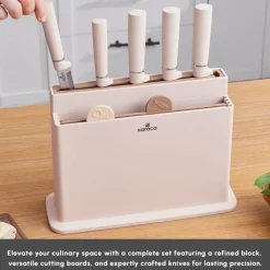 Karaca Chef’s Harmony 10-Piece Knife & Chopping Board Set, Beige