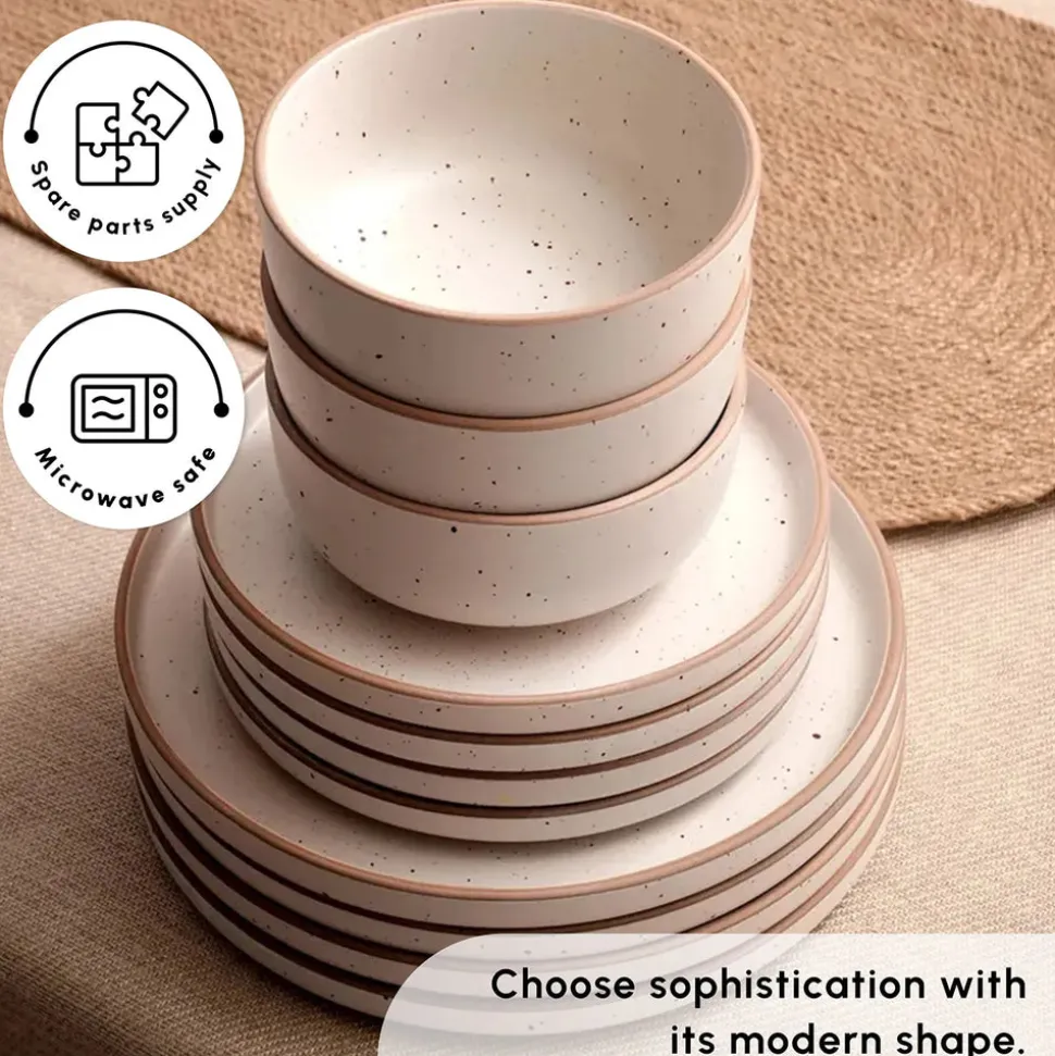 Karaca Chicago Dot 18-Piece Stoneware Dinner Set for 6 People, Multi