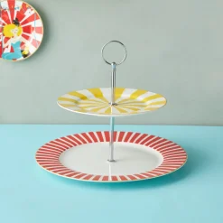 Karaca Circus Porcelain 2-Tier Cake Stand, 27cm, Multi