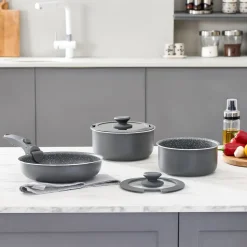 Karaca Comfort 6-Piece Induction Non-Stick Detachable Cookware Set, Black