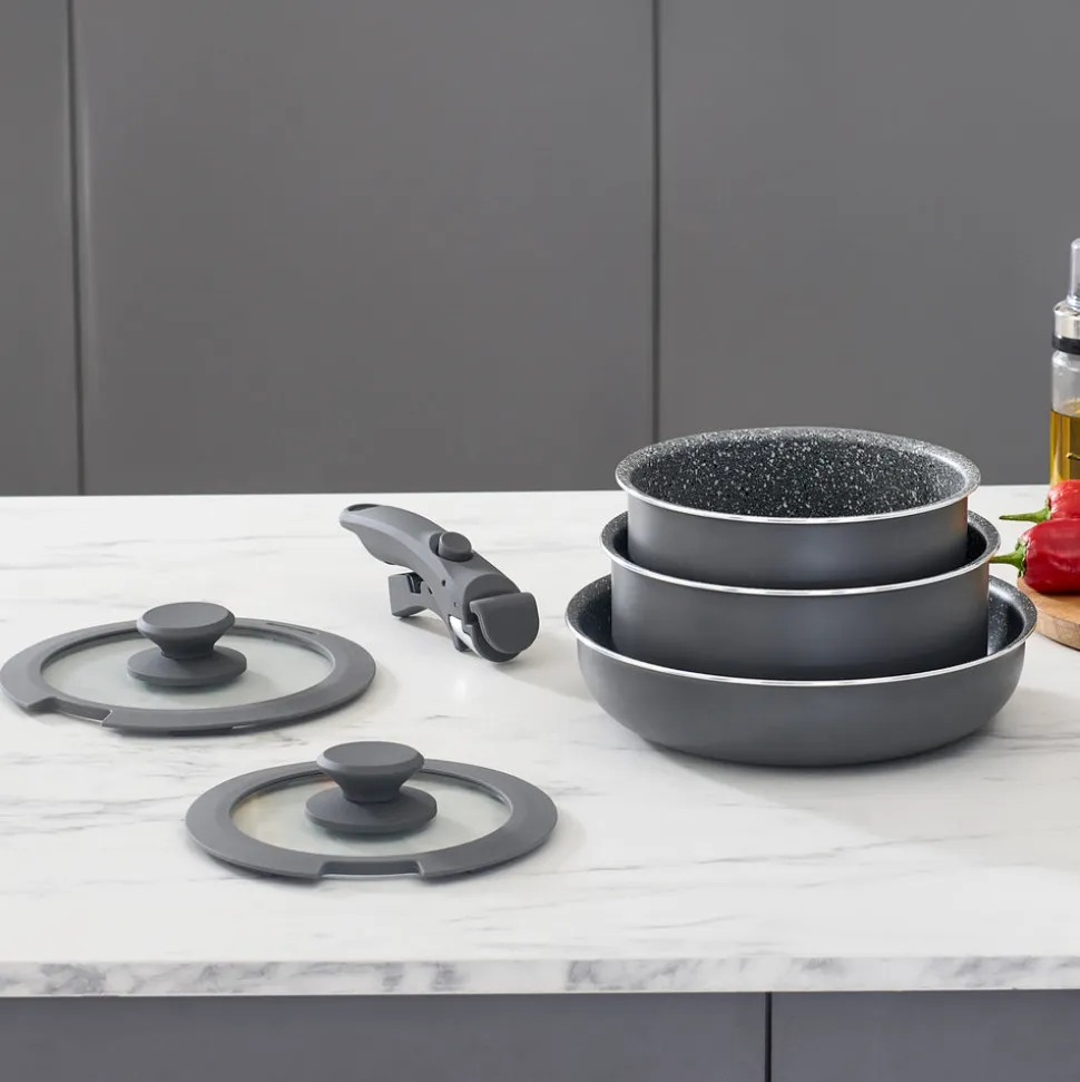 Karaca Comfort 6-Piece Induction Non-Stick Detachable Cookware Set, Black