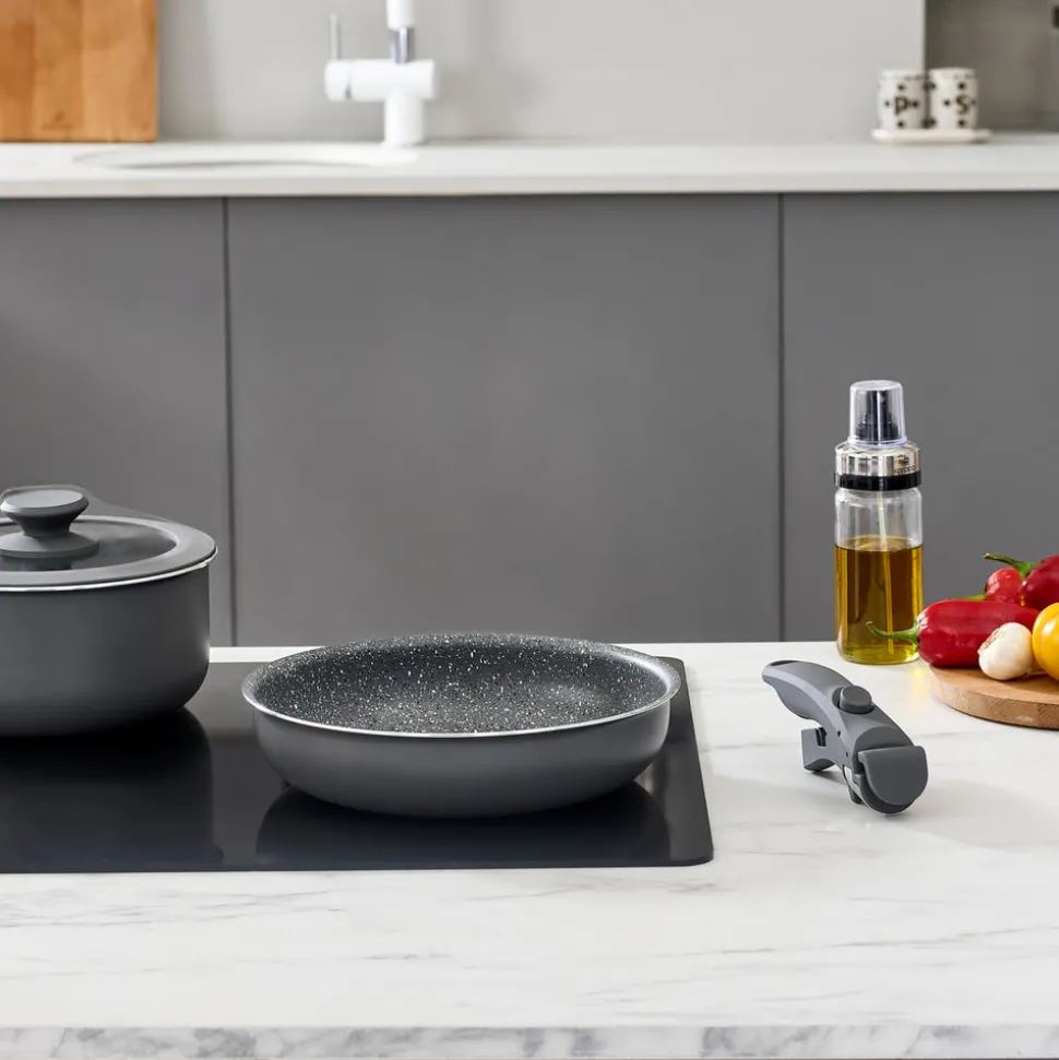 Karaca Comfort 6-Piece Induction Non-Stick Detachable Cookware Set, Black
