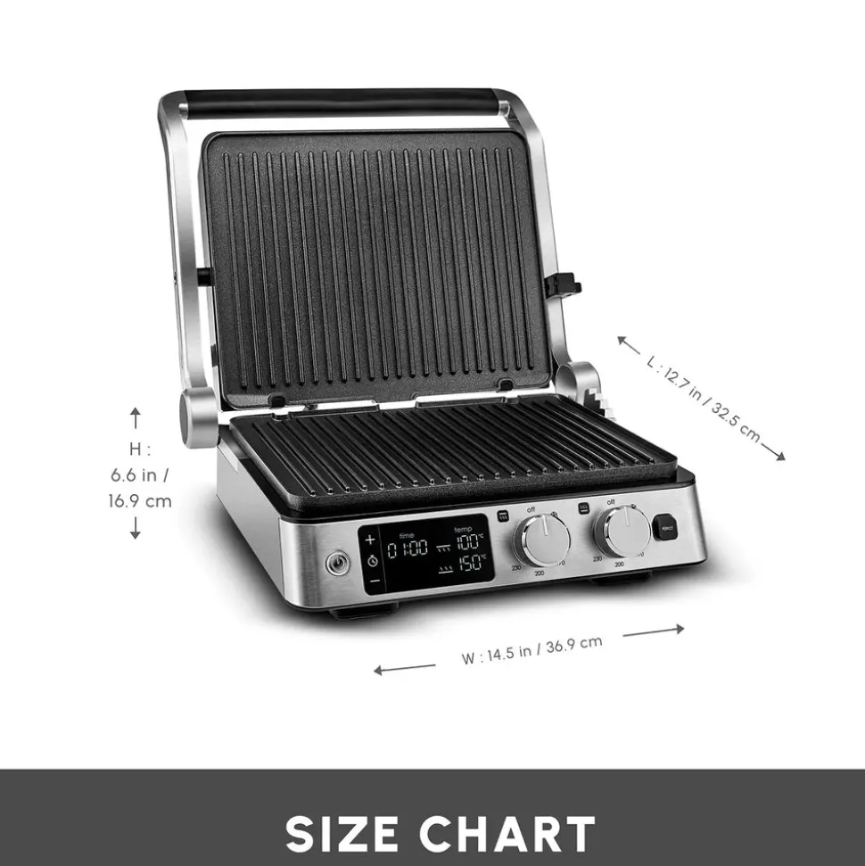 Karaca Compact Steel Pro Sear and Grill Inox 2008 Grill and Sandwich Toaster, 2000W