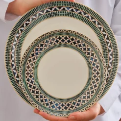 Karaca Cordoba 24-Piece Bone China Dinner Set for 6 People, Multi