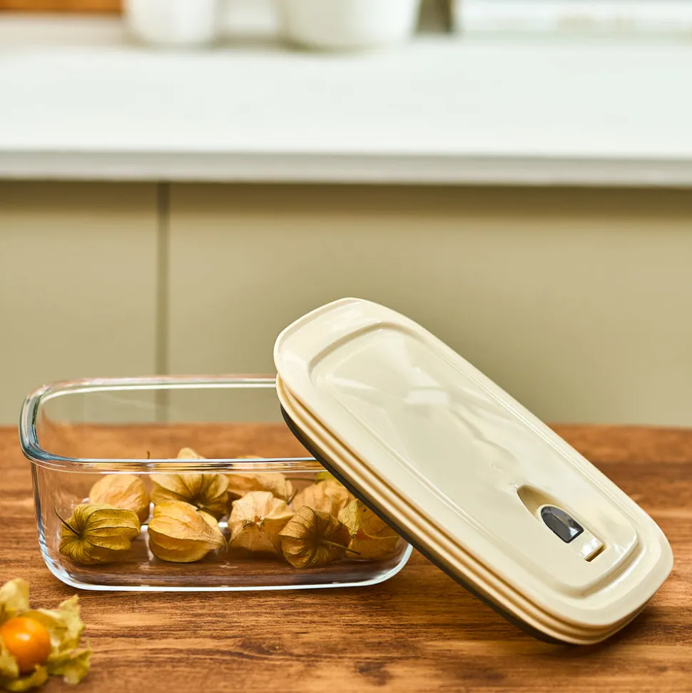 Karaca Cream Vacuum Storage Container, 0.83L, Transparent