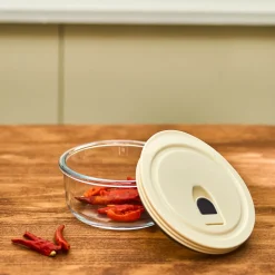 Karaca Cream Vacuum Storage Container, 0.39L, Transparent
