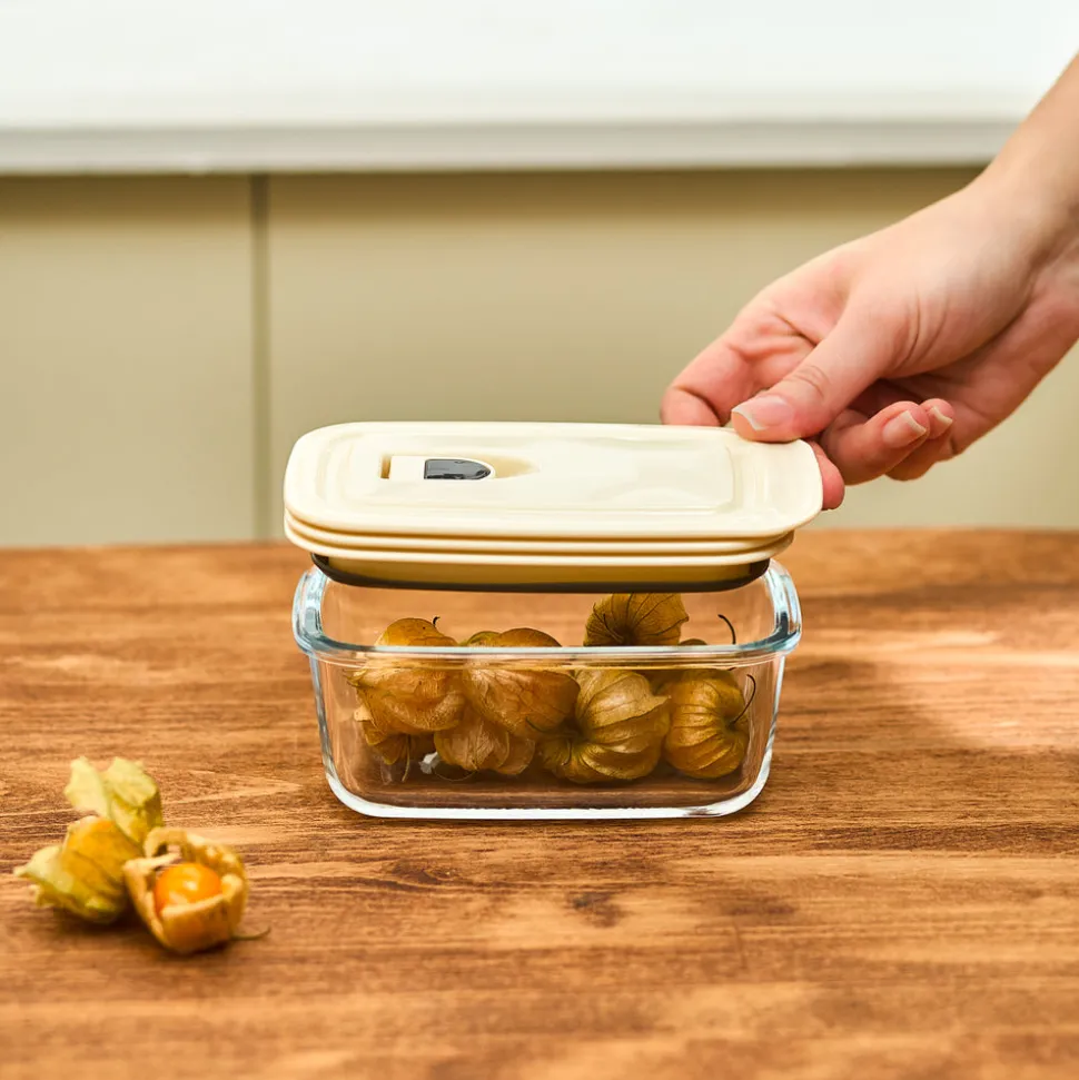 Karaca Cream Vacuum Storage Container, 0.4L, Transparent