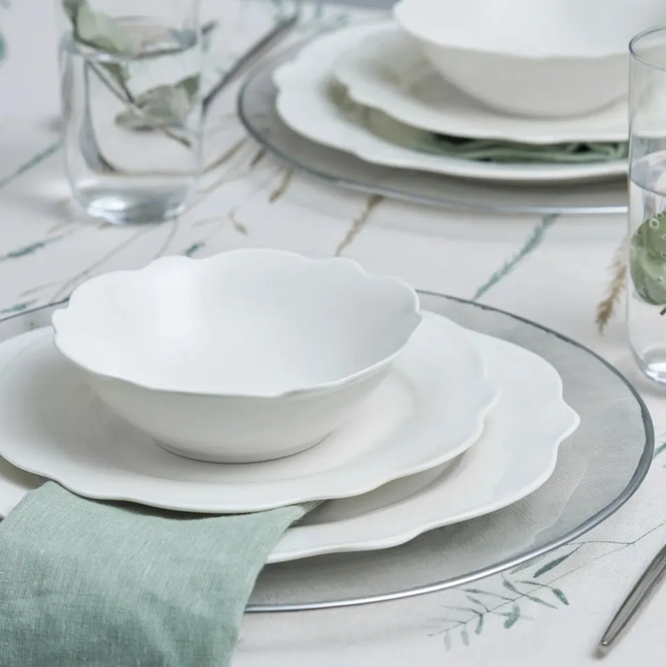 Karaca Daisy 12-Piece Bone China Dinner Set for 4 People, White