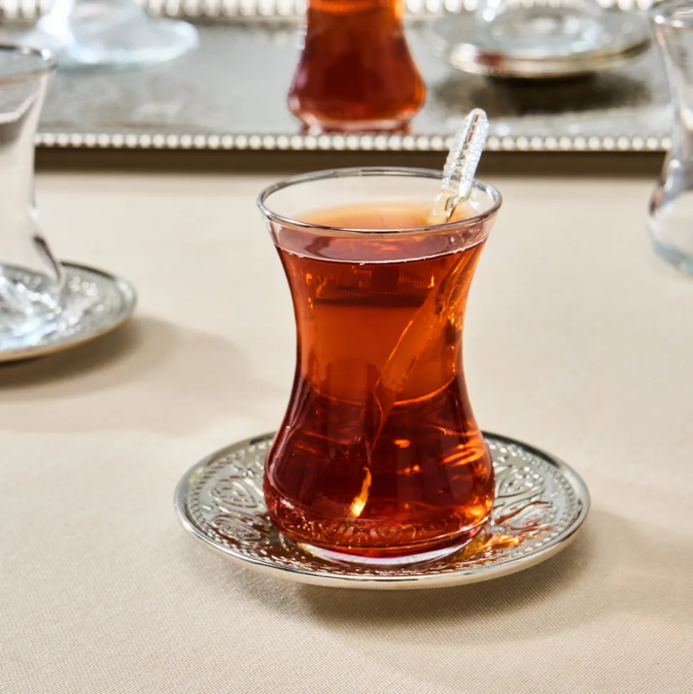 Karaca Deniz 19-Piece Turkish Tea Set for 6 People, 130ml, Multi