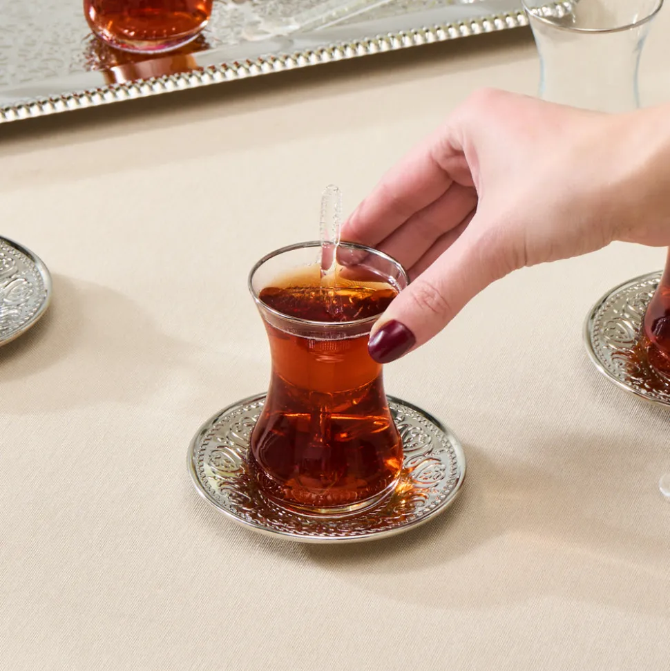 Karaca Deniz 19-Piece Turkish Tea Set for 6 People, 130ml, Multi