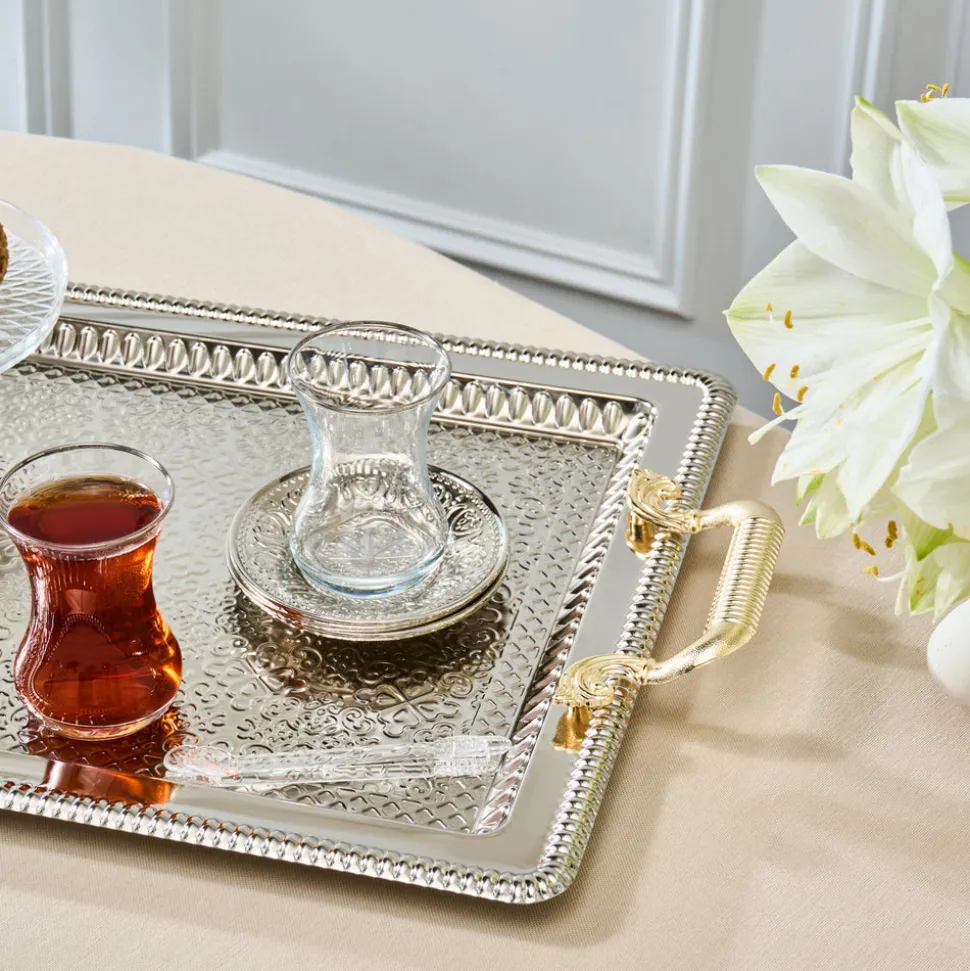 Karaca Deniz 19-Piece Turkish Tea Set for 6 People, 130ml, Multi