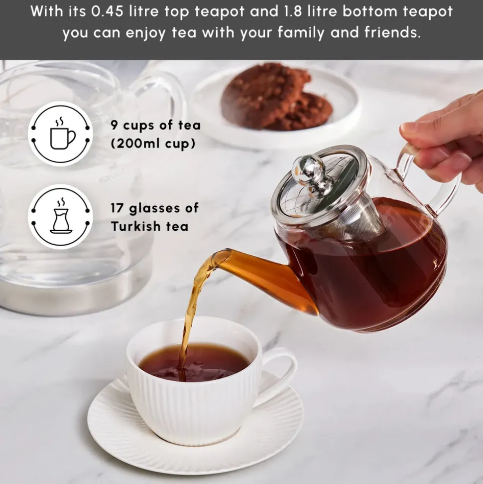 Karaca Dora Borosilicate Glass Teapot Set, Medium, Transparent