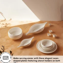 Karaca Earth Collection Clay 55-Piece Porcelain Dinner Set for 12 People, White