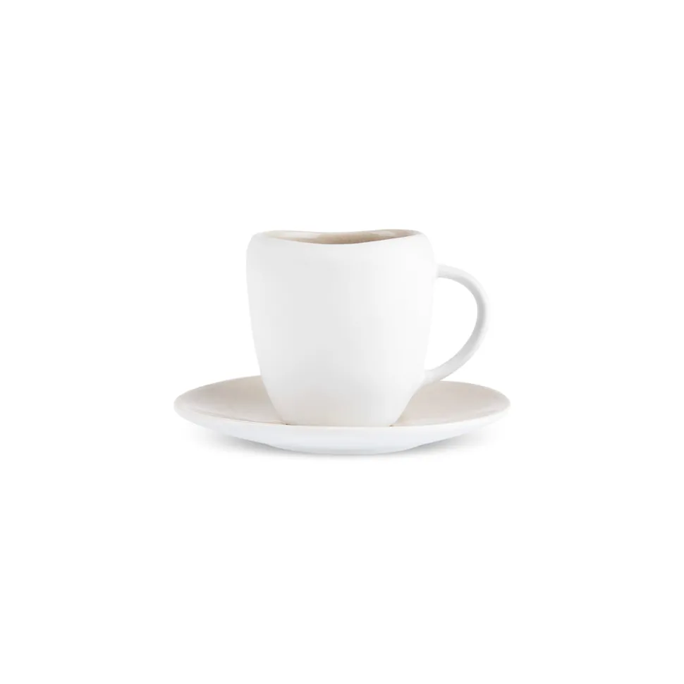 Karaca Earth Collection New Cupid Reactive Glaze Espresso Turkish Coffee Cup Set, 90ml, Beige White