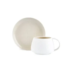 Karaca Earth Collection New Cupid 2-Piece Reactive Glaze Tea Set, 300ml, Beige White