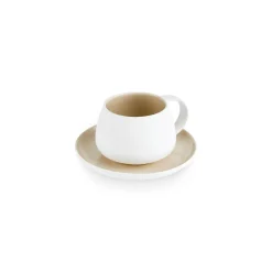 Karaca Earth Collection New Cupid 2-Piece Reactive Glaze Tea Set, 300ml, Beige White